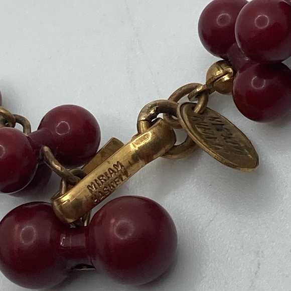 Vtg 60s Miriam Haskell Red Cranberry 3D Bead Choker Necklace 12” + 2” - Picture 4 of 8